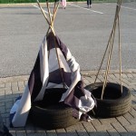 tires as a teepee