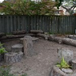 large log pieces framing playground