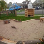 wood framed sandbox