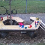 S shaped wooden bench for children