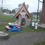 wooden treehouse in playground