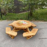 Round Knotted Wooden Picnic Table